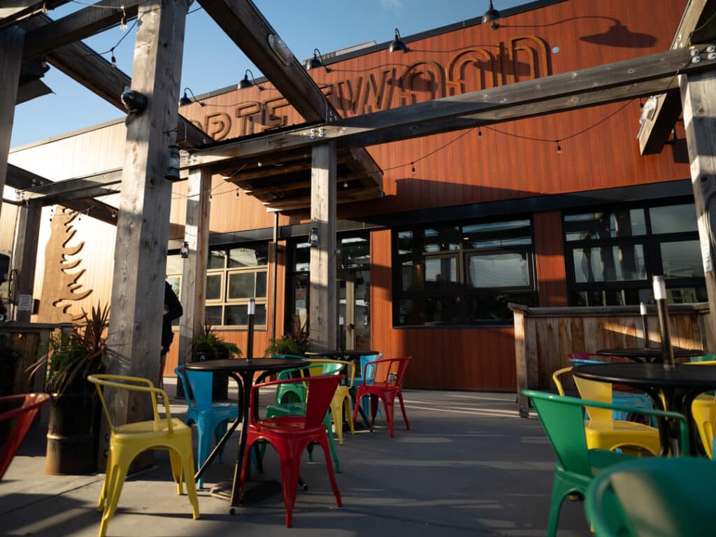 The bright and lively patio welcomes dogs and kids, and is a beautiful place to spend a Victoria sunset.