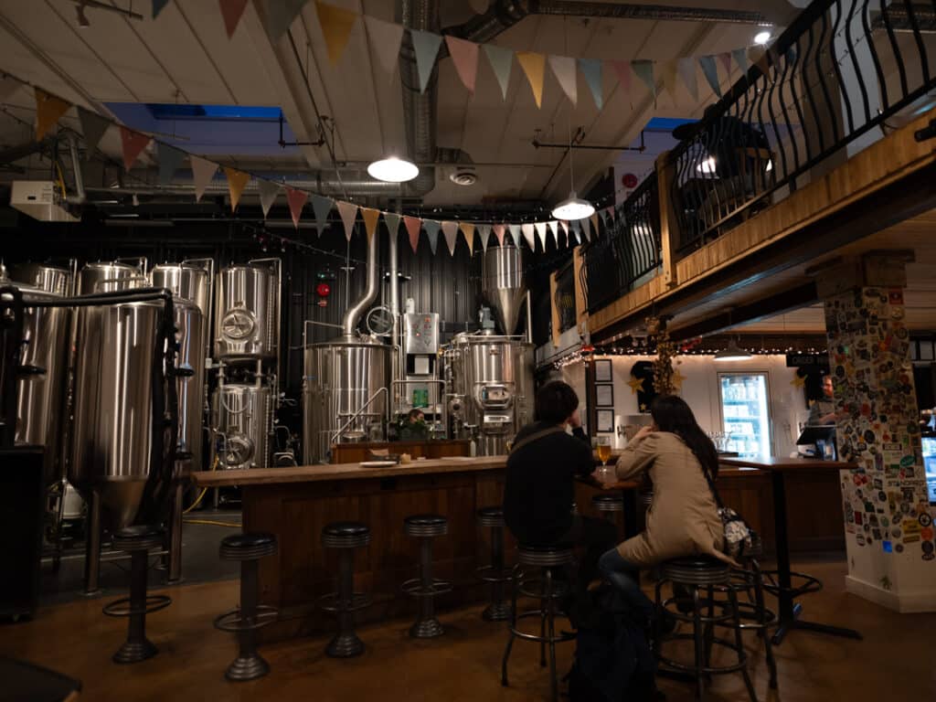 You have a full view of the brewing operation while you enjoy their latest creations.