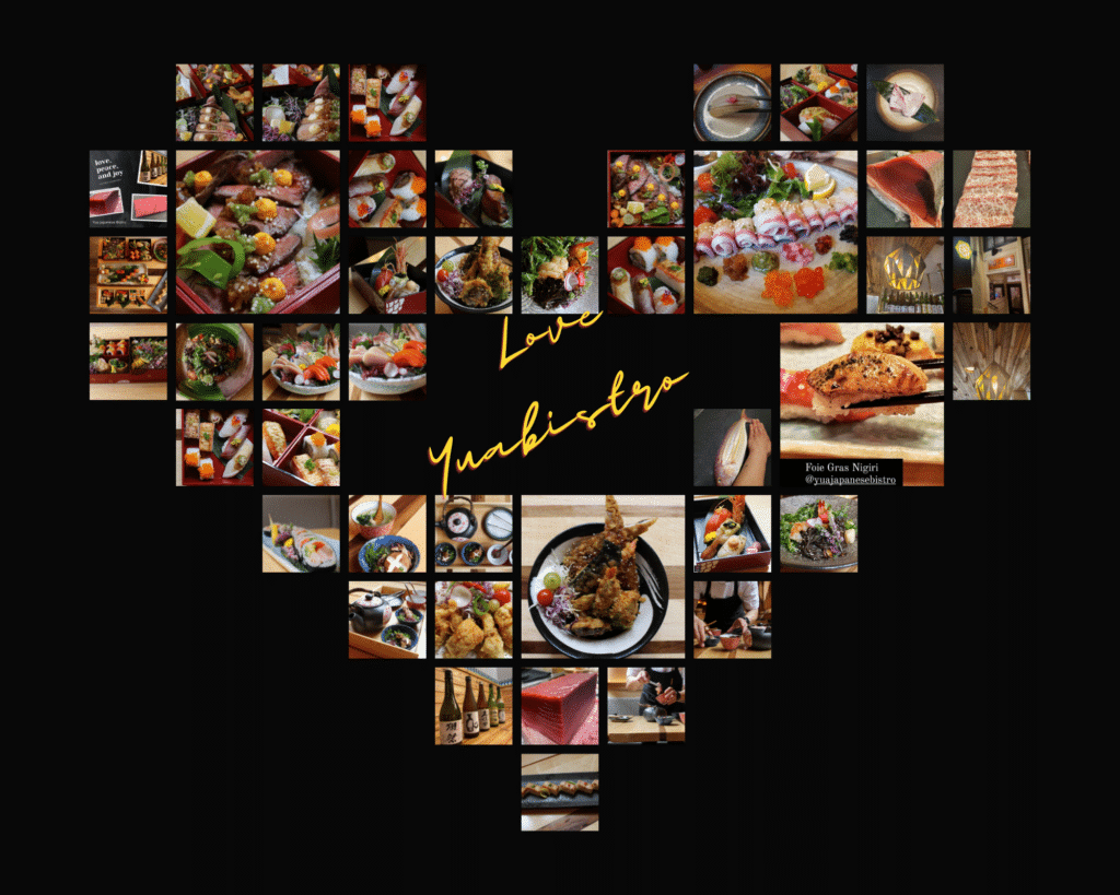 A photomosaic of some of Yua's incredible offerings in Victoria's historic Chinatown. Photo credit: Yua Bistro